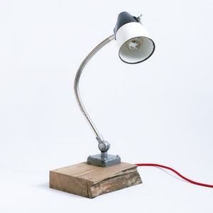 Vintage USSR Gooseneck Desk Lamp: Industrial Enamel Lighting