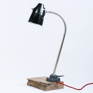 Vintage Gooseneck Desk Lamp: USSR Industrial Enamel Lighting
