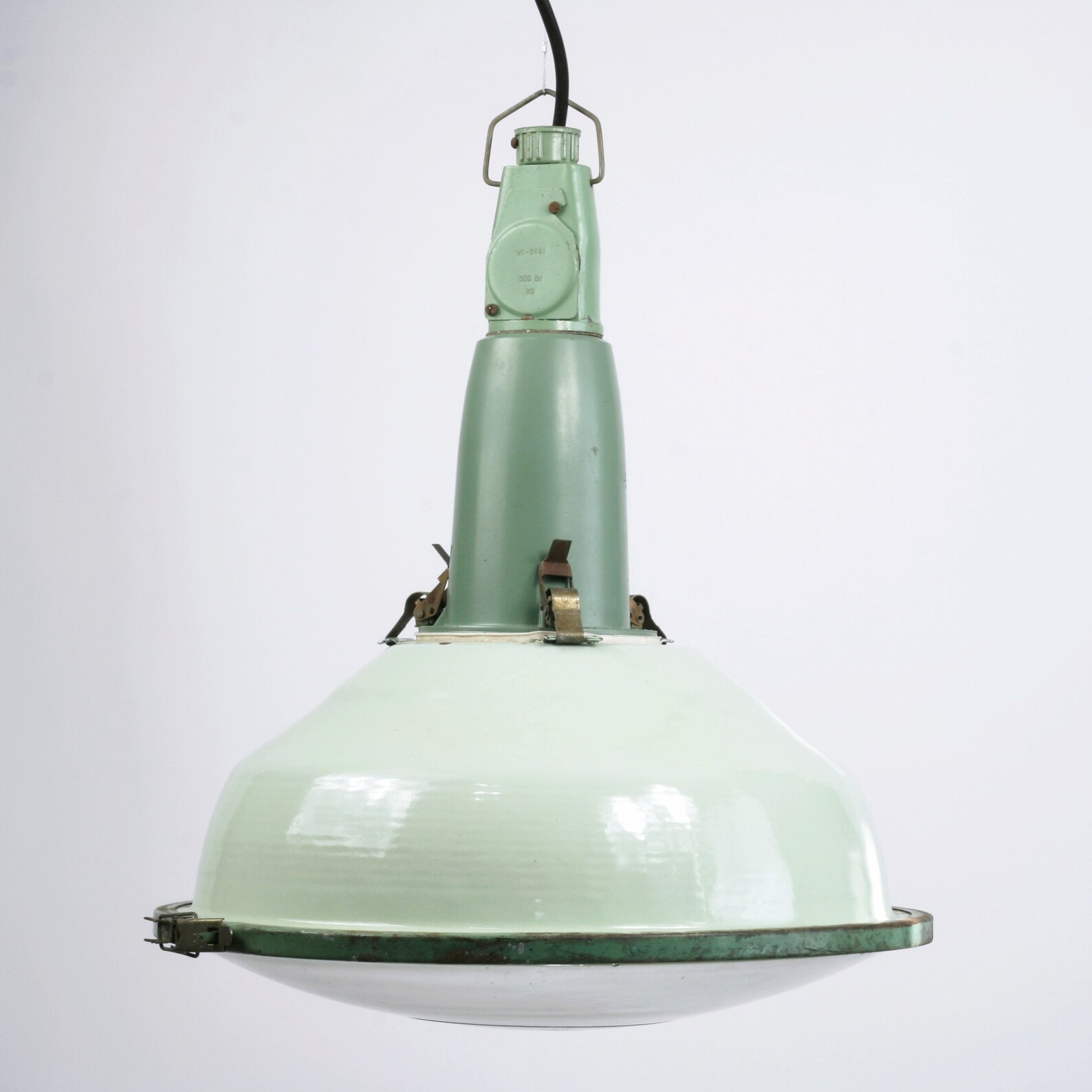 Green Vintage Industrial Porcelain Enamel Shade Pendant Light Etsy