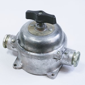 Vintage USSR Industrial Rotary Light Switch: Gray Aluminum, Bakelite Handle