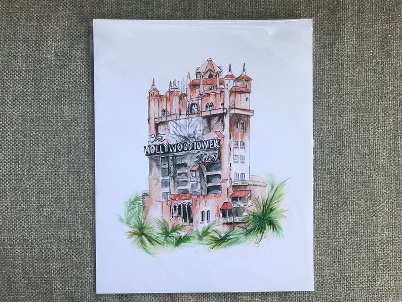 tower watercolor print 8x10