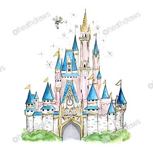 castle watercolor instant digital download