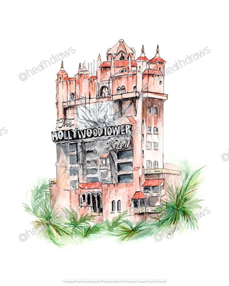 tower watercolor print 8x10