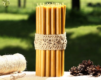 Thicker Thin ~175x15mm Taper Handmade 100% Natural Organic Pure Honey Beeswax Altar Church Orthodox Candles
