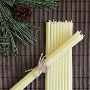 Thin ~265x7.15mm Taper Handmade 100% Natural Organic Pure Honey Beeswax Altar Church Orthodox Candles