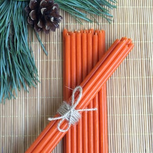 Thin 155x5.1mm Taper Handmade 100% Natural Organic Pure Honey Beeswax Altar Church Orthodox Candles Orange