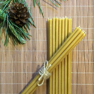 Thin 155x5.1mm Taper Handmade 100% Natural Organic Pure Honey Beeswax Altar Church Orthodox Candles Natural