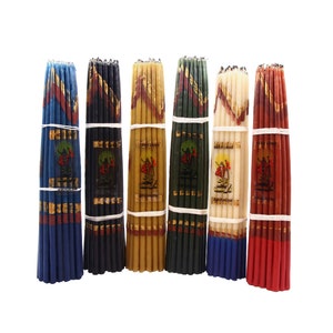 33 stuks (245 mm) pakje Blessed Jerusalem-bijenwaskaarsen, handgemaakt, verlicht met eeuwig hulstvuur, wit, natuurlijk, rood, groen, blauw, zwart