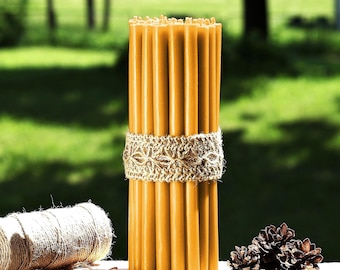 Candele per altare ortodosse da chiesa, fatte a mano, in cera d'api pura, biologiche, 100% naturali, spesse, sottili, da 205 x 12 mm