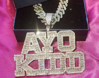 Personnalisé Bling-bling Cubic Zircon Stones Name Necklace, Lettres personnalisées Pendentif Cuban Chian, Nom personnalisé Pendentif Hip Hop Bijoux