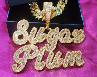 Personalisierte Bling-bling Namensschild Kubanische Kette, personalisierte Worte/Buchstaben Anhänger Halskette, Personalisierter Schmuck, Hip Hop Schmuck, Prom Schmuck