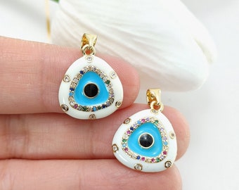 Handgemachter emaillierter Evil Eye Anhänger für DIY Halsketten-Herstellungs-Versorgungsmaterialien, Micro Paved Schutz Evil Eye DIY Schmuck-Zubehör, DIY Geschenke