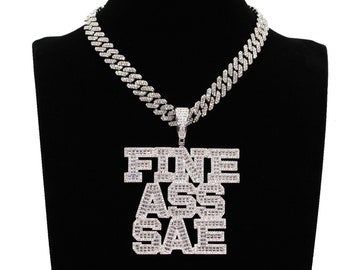 Personalized Staked Words Pendants with Cuban Link Chain, Icy Baguettes Letters Custom Necklace, Bling Hip Hop Jewelry,Birthday Gift Ideas