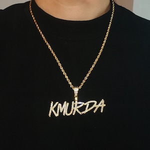 Custom Jewelry , Iced Out Name Pendant , Custom Necklace For Her/him , Custom Text Chain , Hip Hop Letters Necklace , Bling Hip Hop Jewelry