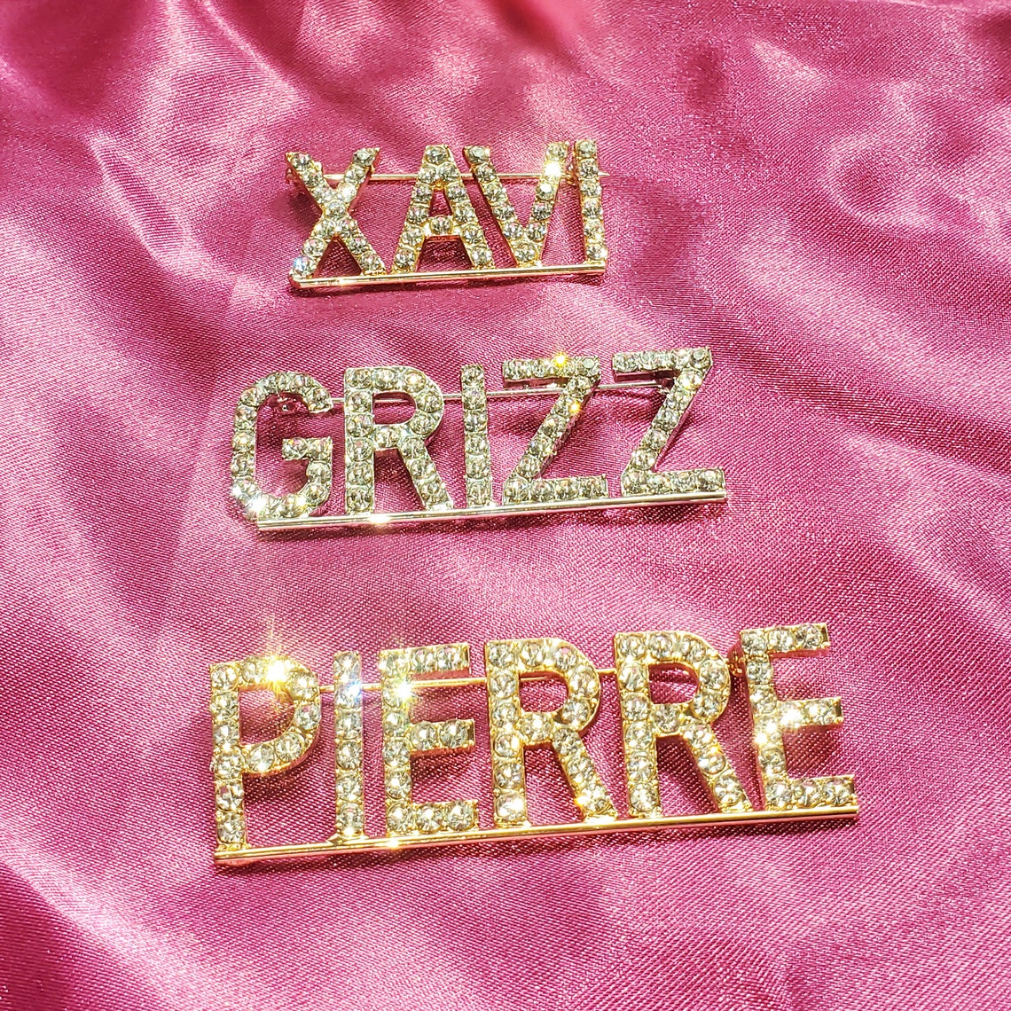 Customized Name Brooch Pins Rhinestone Name Pinspersonalized Etsy