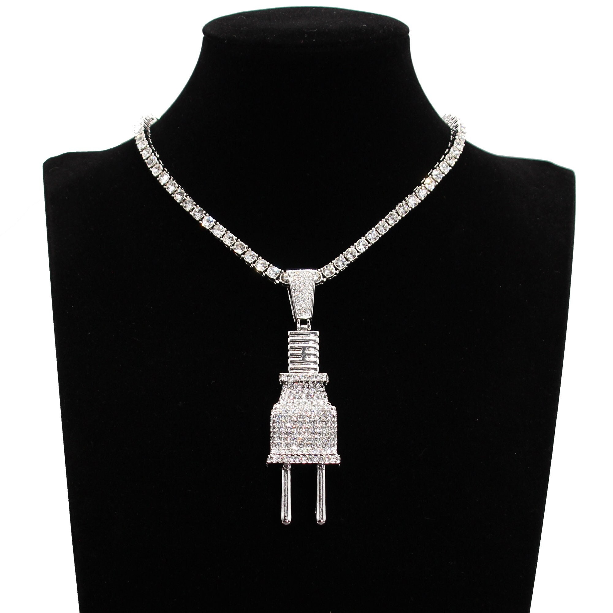 Silver plug sales pendant