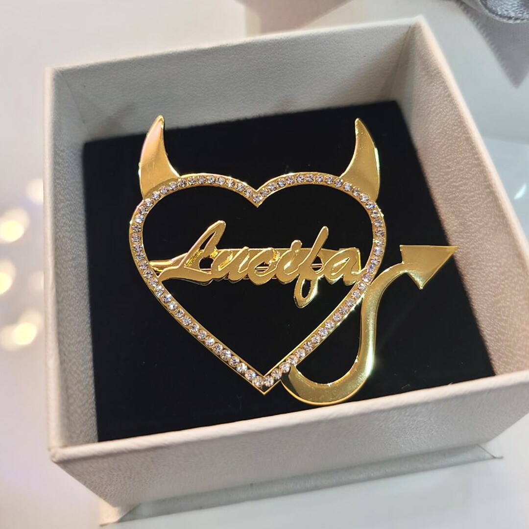 Customized Little Devil Name Tage Pin Stainless Steel Name - Etsy Australia