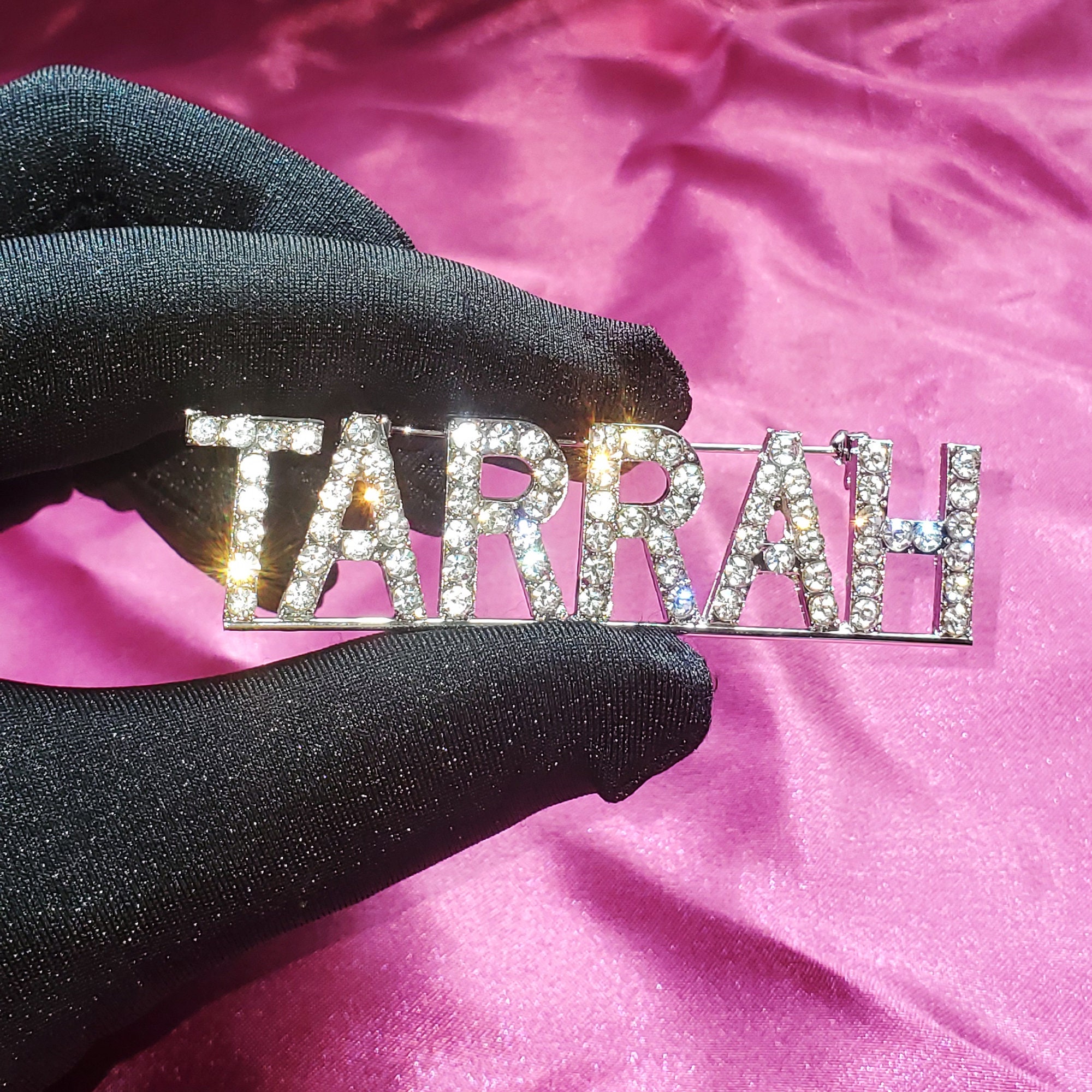 Customized Name Brooch Pins Rhinestone Name Pinspersonalized Etsy