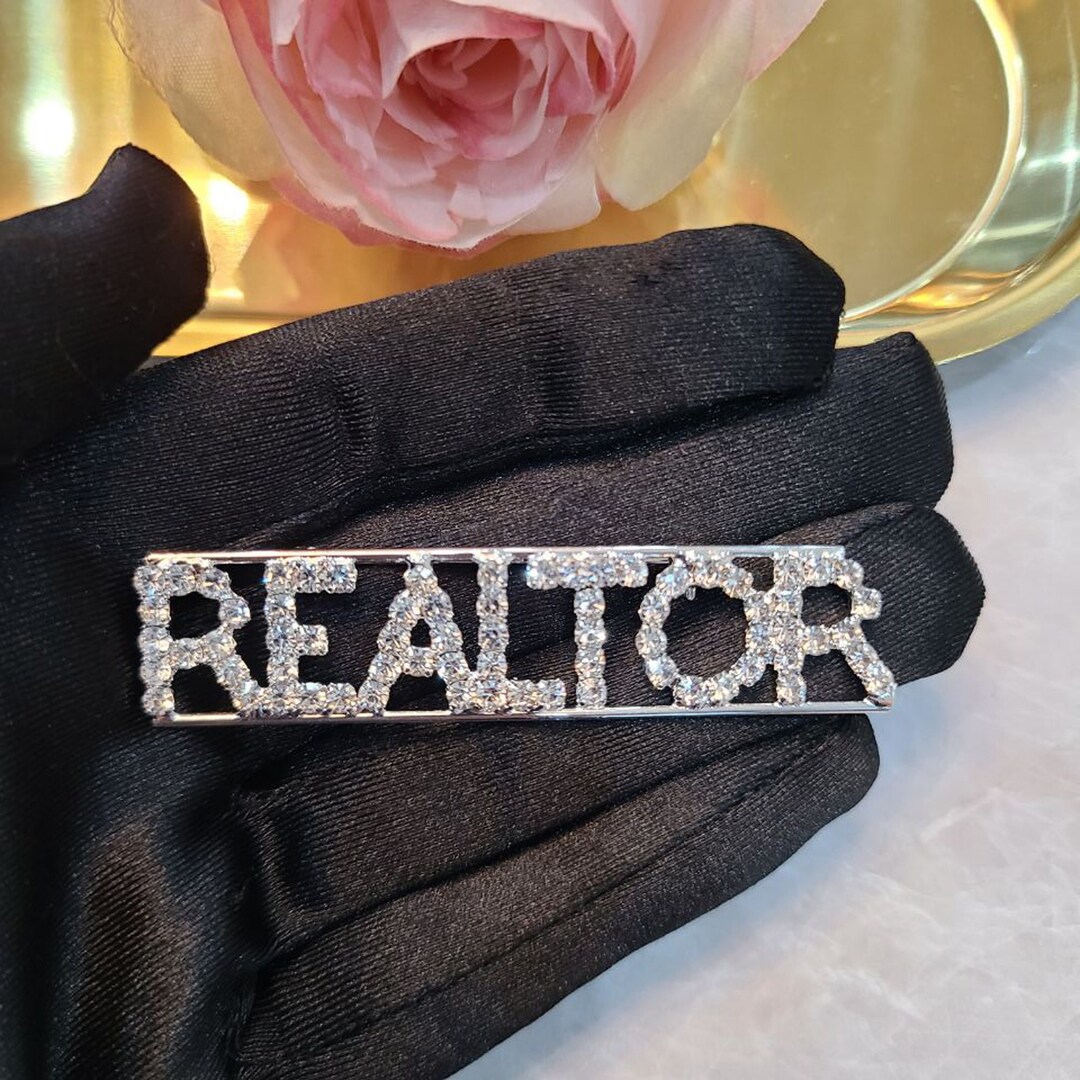 Crystal Handmade Word Brooch Unique Gift realtor Profession Lapel Pin
