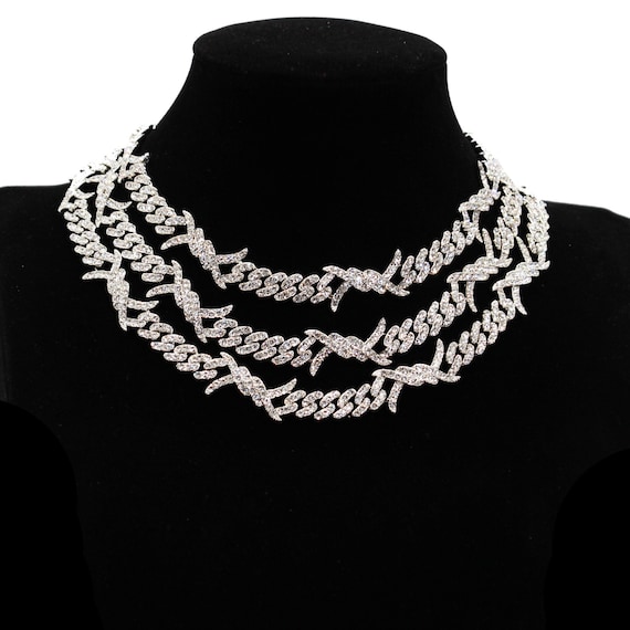 Iced out deals barbed wire chain