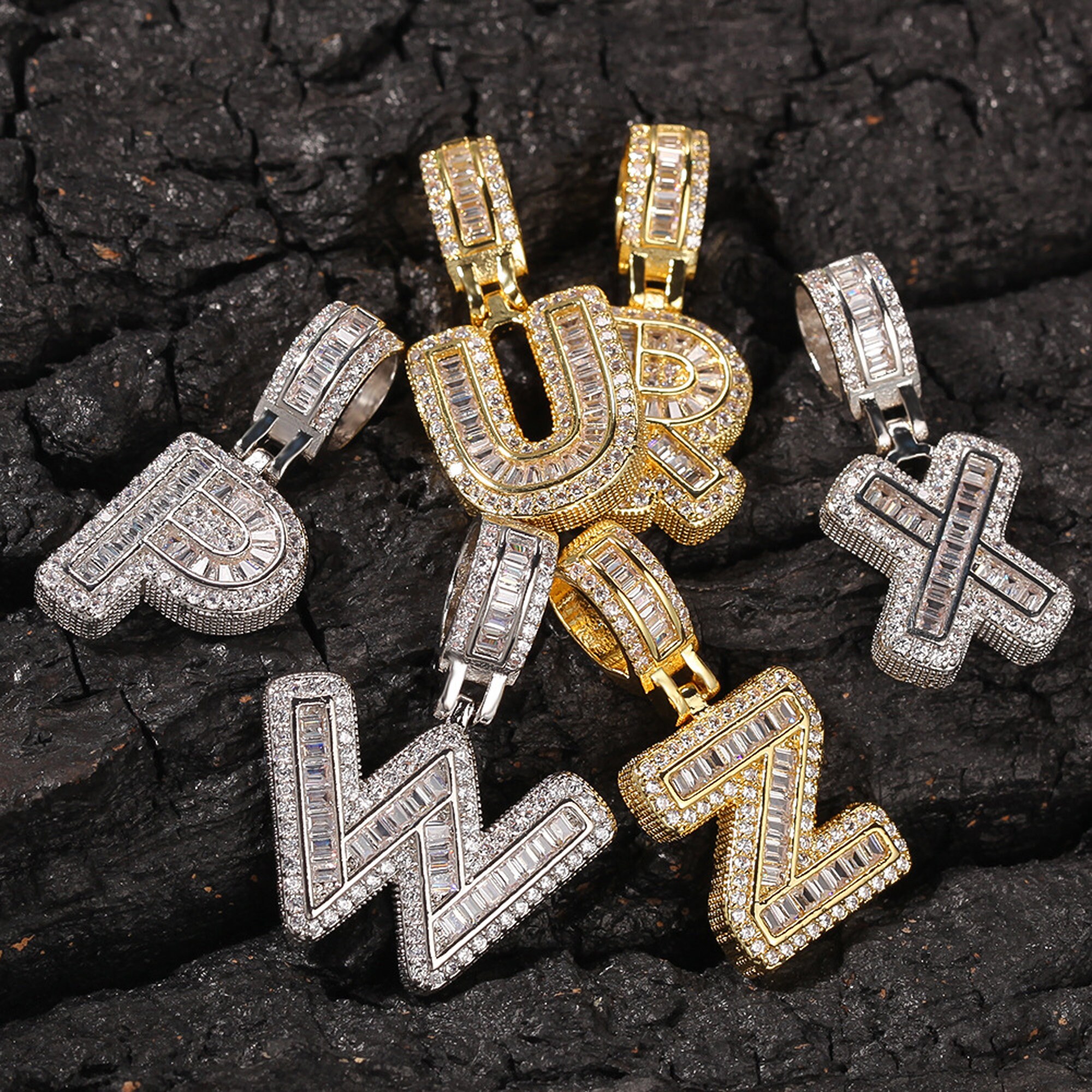 Blinged out on sale initial necklace