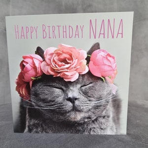 Tarjeta de cumpleaños para Nana / Abuela Tarjeta de cumpleaños / Abuela / Amante de los gatos nana