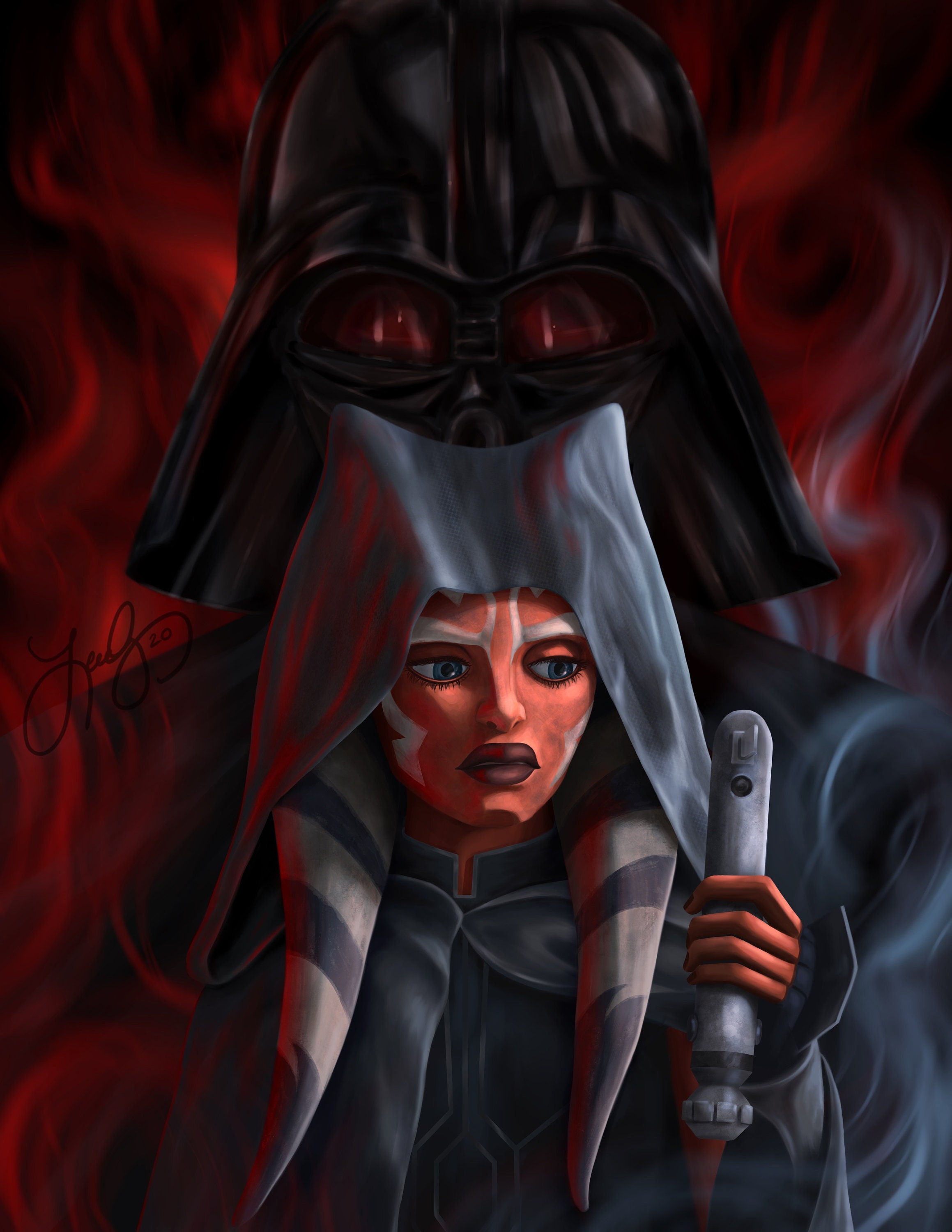 Ahsoka Tano en Darth Vader afdrukken Etsy