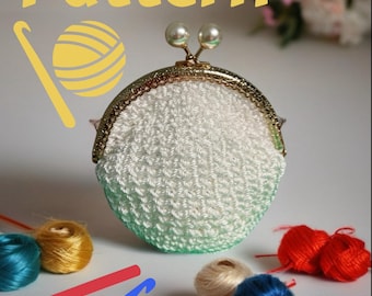 Patrón de monedero de crochet con cierre de beso: cierre de perla blanca (patrón PDF)