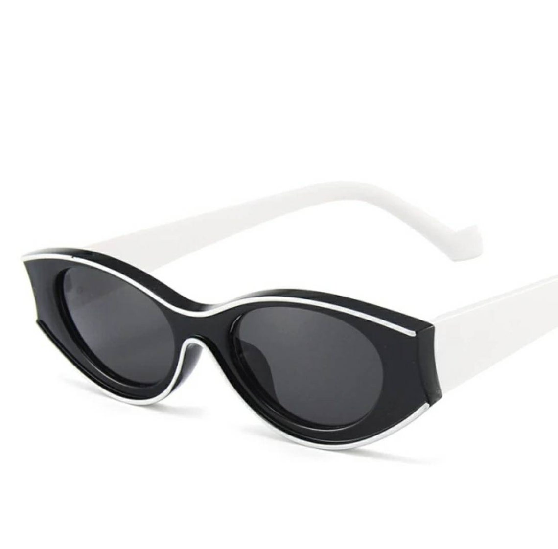 Retro Style Oval Sunglasses-Y2k Sunglasses-Black And White | Etsy
