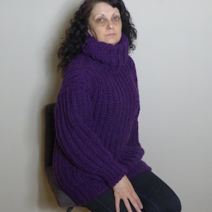 Wool Thick Sweater Men Turtleneck Long Chunky Pullover Knitted with 4 Strands