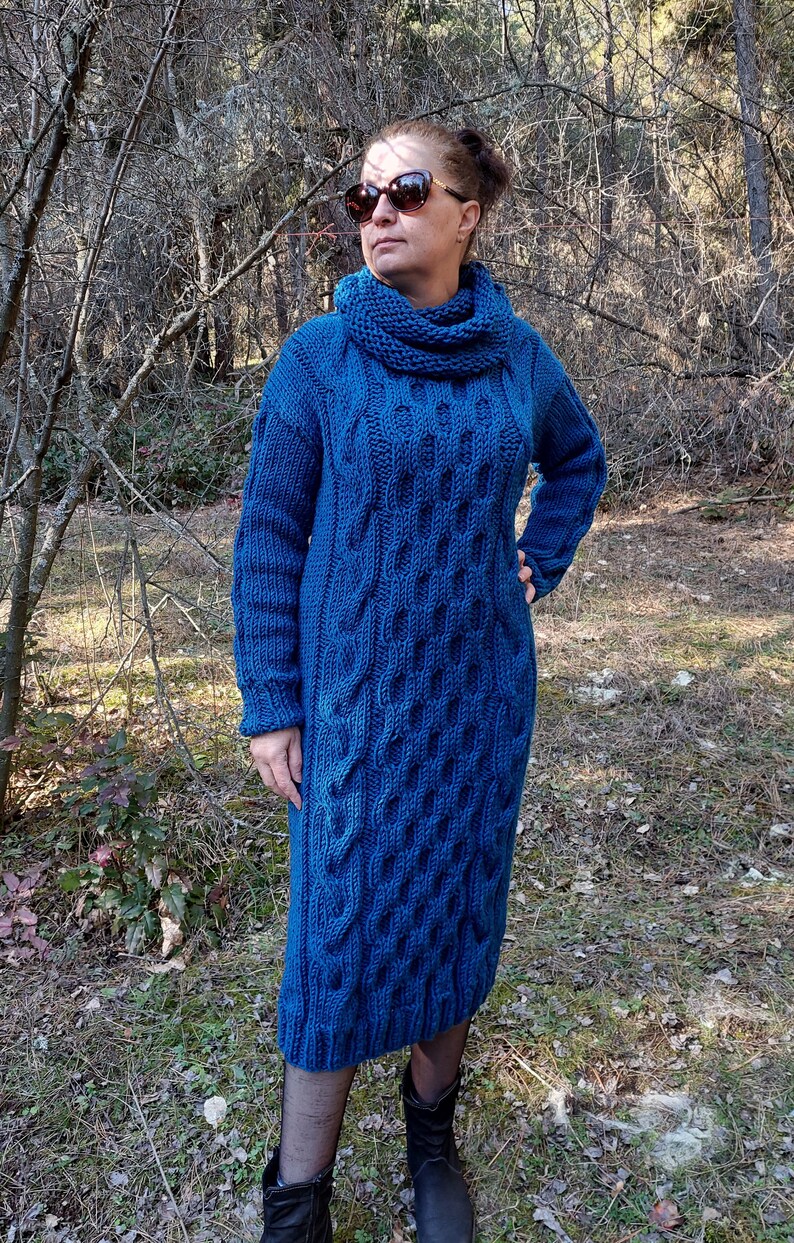 Wool Dress Thick and Chunky cable Knit Sweater Dress Etsy