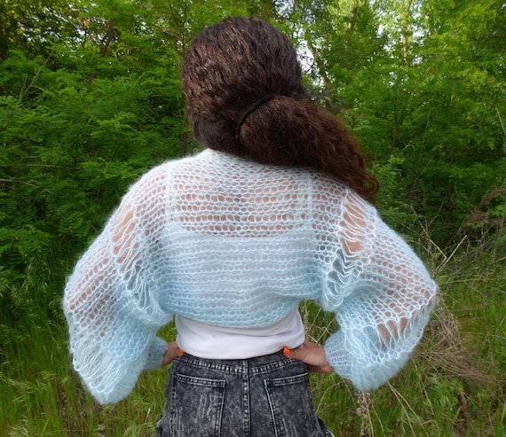Crochet Light Blue Bolero Shrug Crochet Bolero Shrug