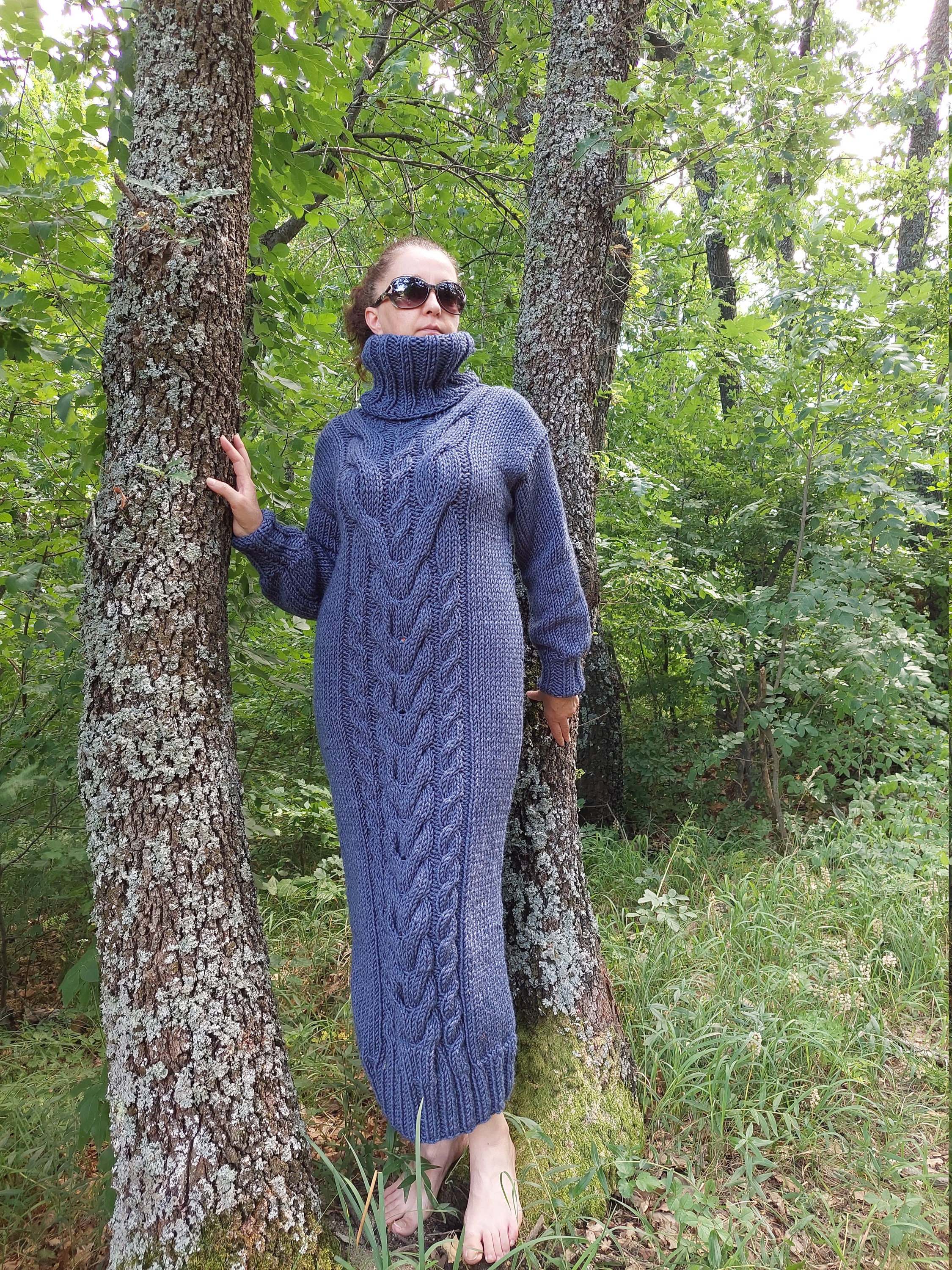 Wool Dress Turtleneck Thick and Chunky Cable Knit Long Sweater Dress Wool Dress Turtleneck Thick and Chunky Cable Knit Long Sweater Dress