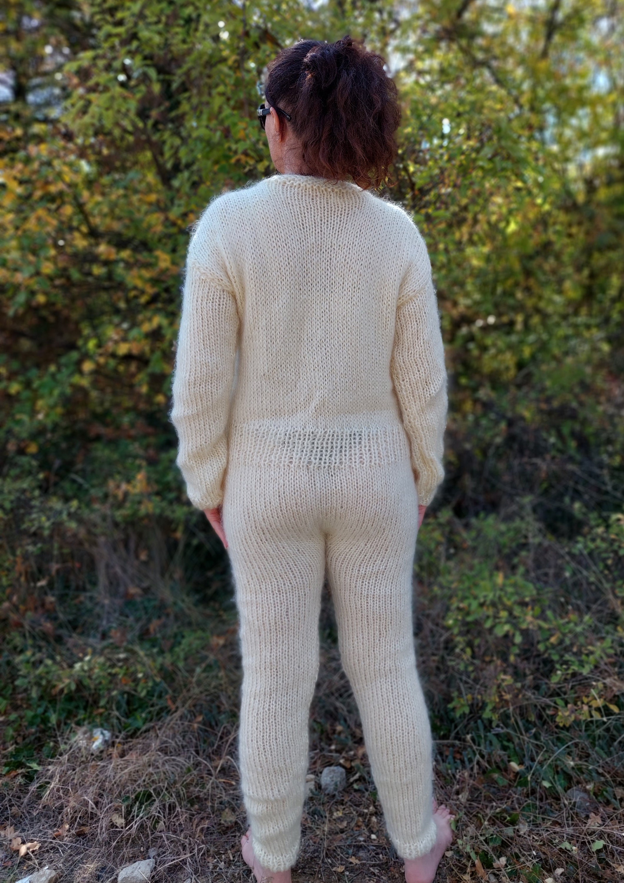 Hand Knit Mohair Union Suithandmade Pantsthick and Soft - Etsy