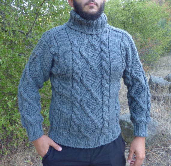 SAVKOOV Men s Slim Fit Turtleneck Sweater Cable Knitted Pullover Sweaters ArmyGreen at Amazon Men s Clothing store