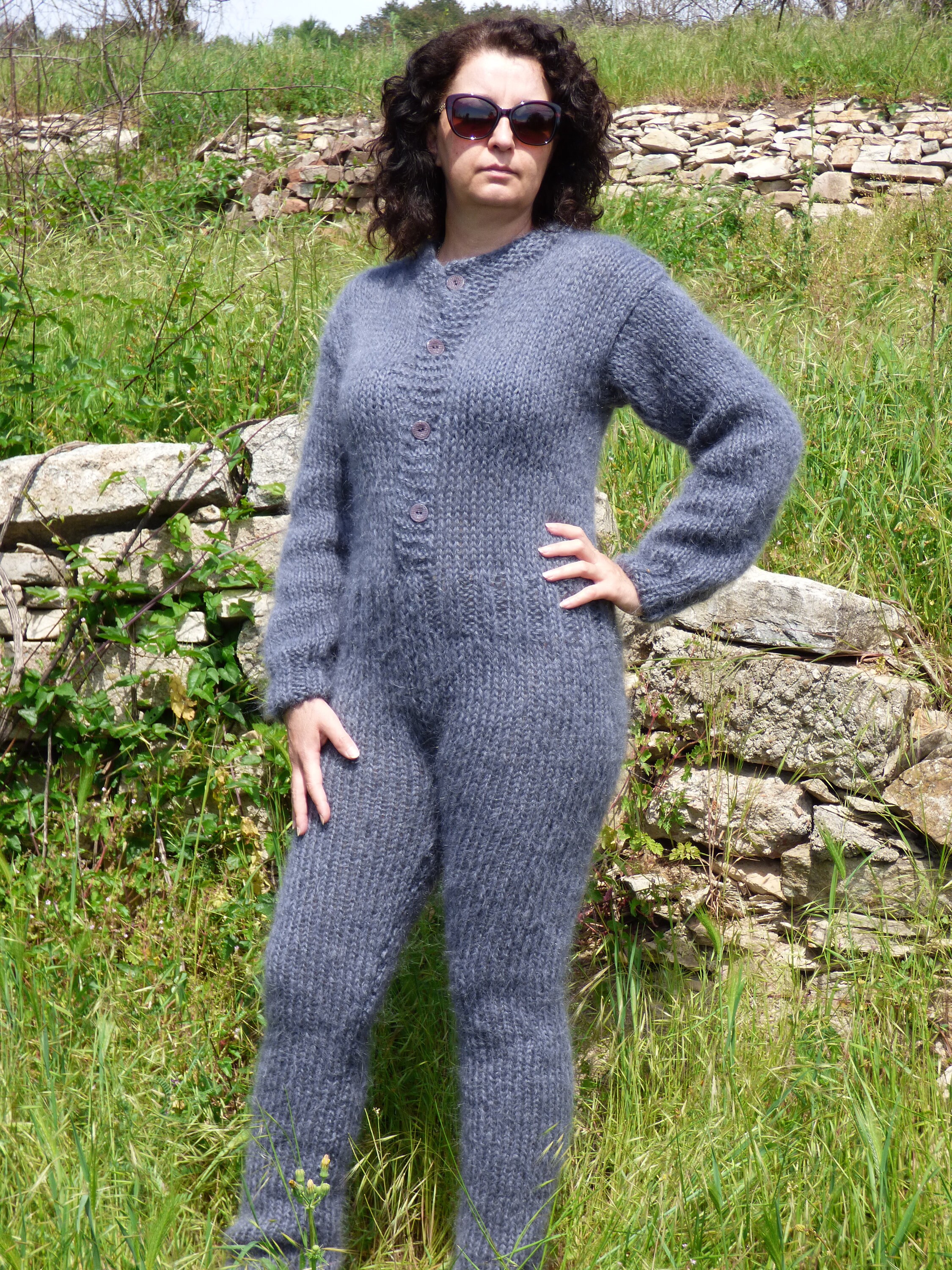 Hand Knit Mohair Union Suit,handmade Pants,thick and Soft Catsuit - Etsy