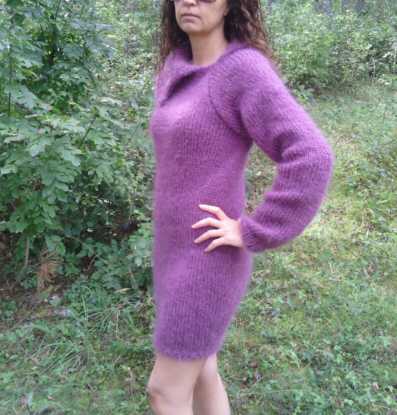 Hand Knit Mohair Dress with a Bare BackHandmade Sweater Etsy