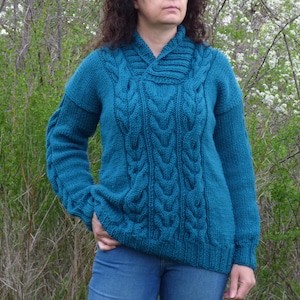 Wool Sweater Men Thick and Chunky Pullover Cable Knit Jumper