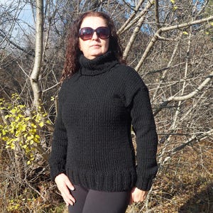 Wool Sweater Turtleneck Men Thick and Chunky Hand Knit Pullover Unisex Wool Cozy Jumper