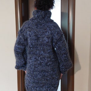 12 Strands Mohair and Wool Sweater Men Thick and Chunky Turtleneck Pullover Melange