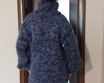 12 Strands Mohair and Wool Sweater Men Thick and Chunky