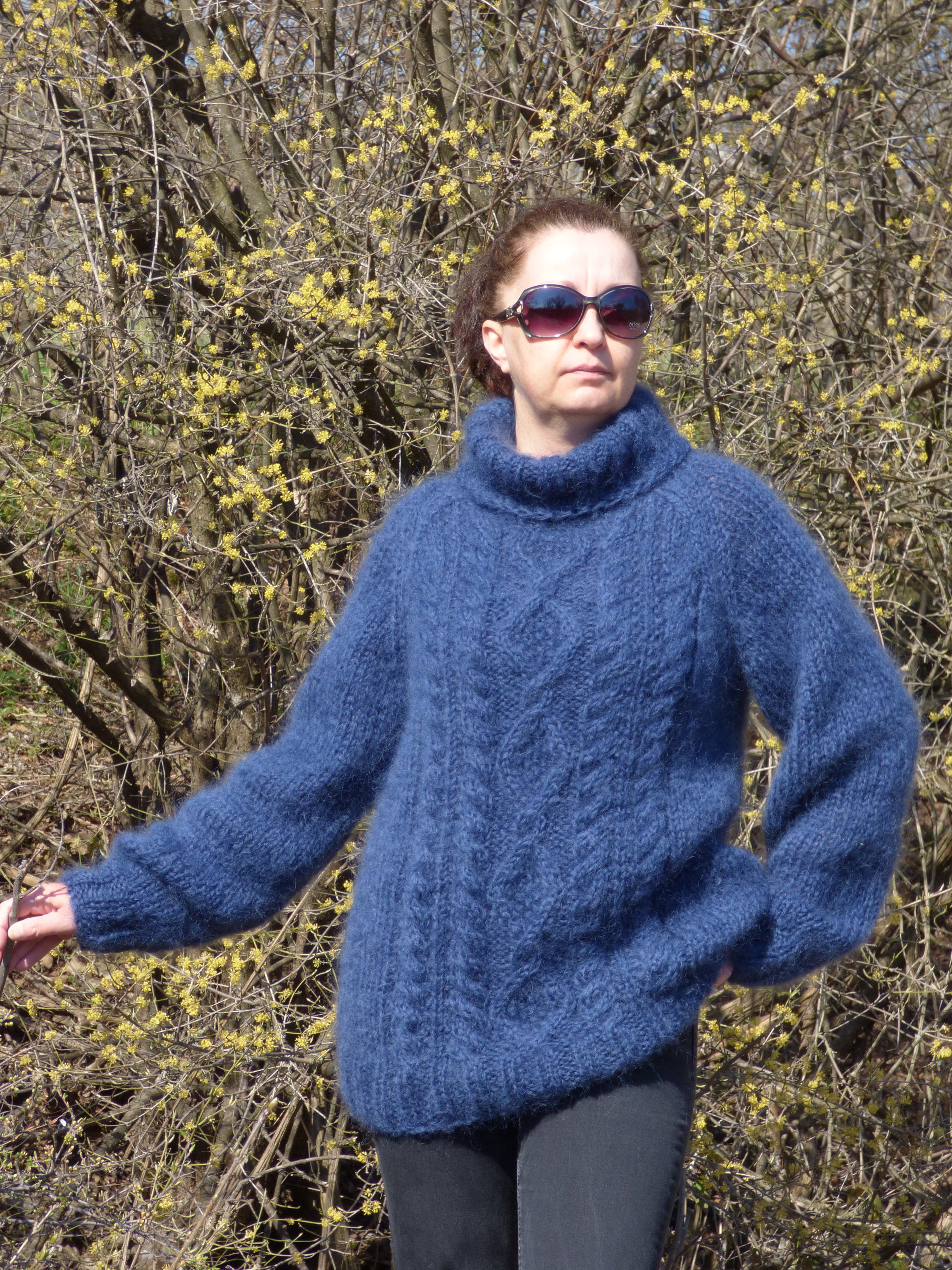 Mohair and Wool Sweater Men Thick and Chunky ,Turtleneck Pullover