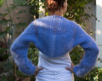 Hand Knit Mohair Bolero,Handmade Shrug,Long Sleeves