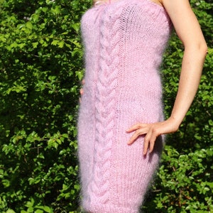 Hand Knit Mohair Dress,Handmade Sweater