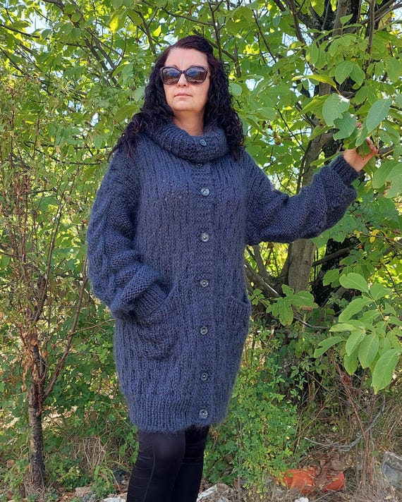 22fw mohair cardigan ブルー Blue Mohair Cardigan, Kurt Cobain Cardigan, Mens Blue Cardigan