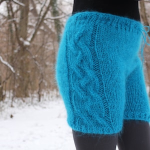 Hand Knit Mohair Pants ,Thick and Fuzzy Shorts