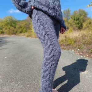 Fluffy Mohair Pants Fuzzy Trousers Hand Knitted Leg Warmers by