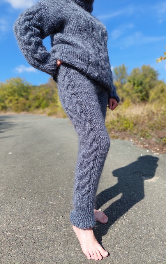 Hand Knit Mohair Pants ,handmade Cable Trouser,thick and Fuzzy -  Canada