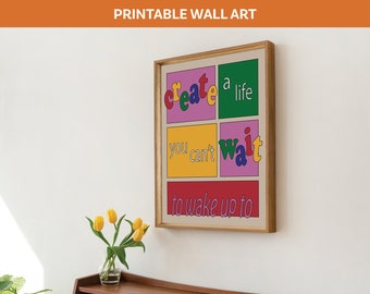 Crear una impresión de arte de vida / Impresión digital retro / Descarga instantánea / Arte de pared imprimible de moda