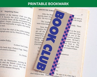 Marcador del club de lectura imprimible / Marcador descargable / Marcador retro